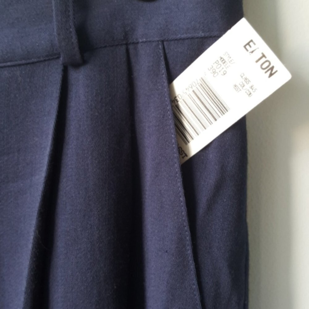 Della Spiga Italy VTG 80s Navy Blue Pleated Slacks (10) - Picture 10 of 15